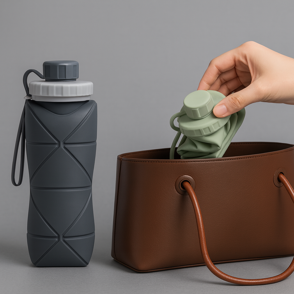 Botella de Agua Deportiva Plegable de Silicona Engrosada